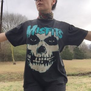 Vintage | Misfits punk skull teal t-shirt